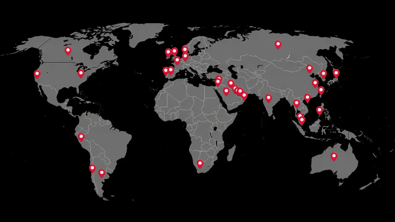 World map showing Implement Design Associates export markets